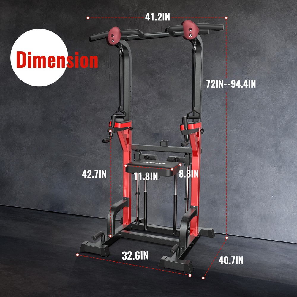 Power Tower Pull Up Bar Dip Station Assistive Trainer Multi-Function Home Gym