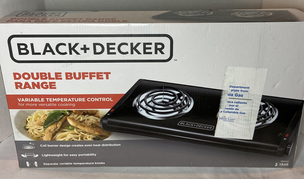 Black & Decker DB1002B Double Burner Portable Buffet Range, Black