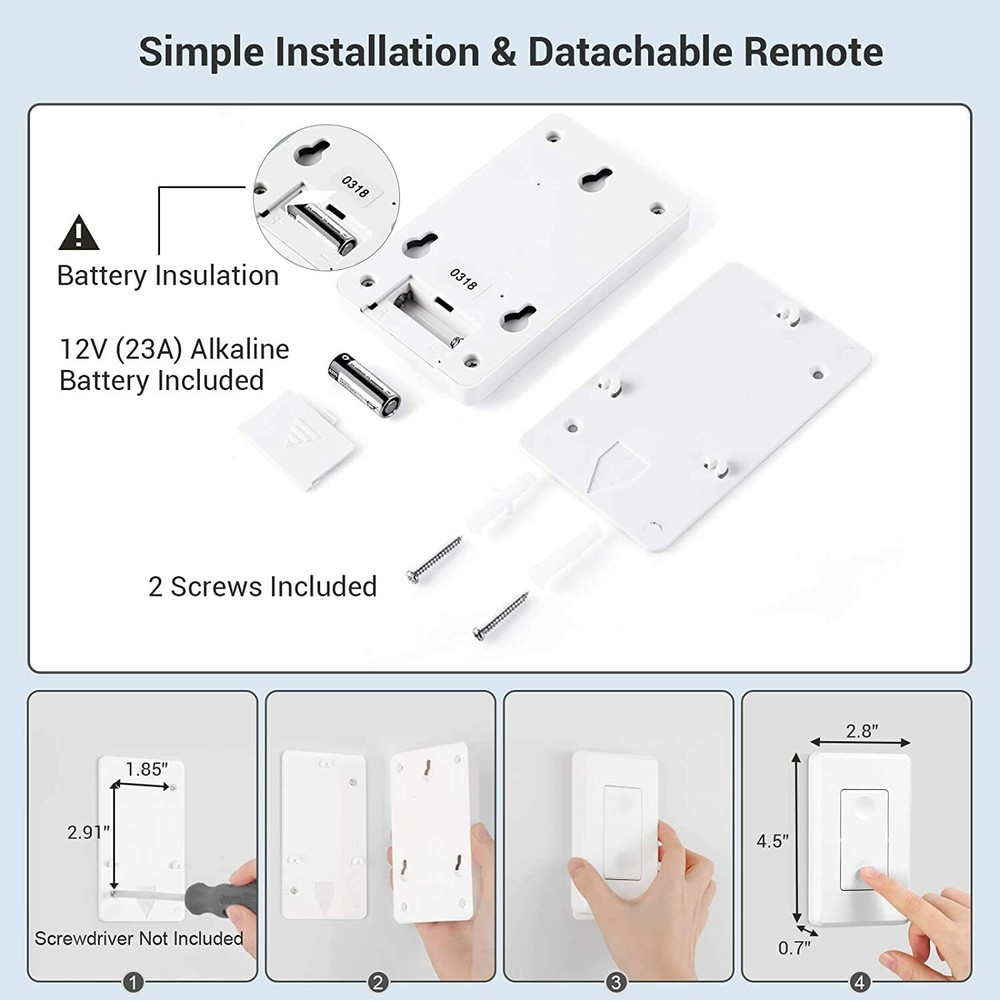 DEWENWILS Wireless Remote Control Wall Light Switch and Receiver Kit for Lamps