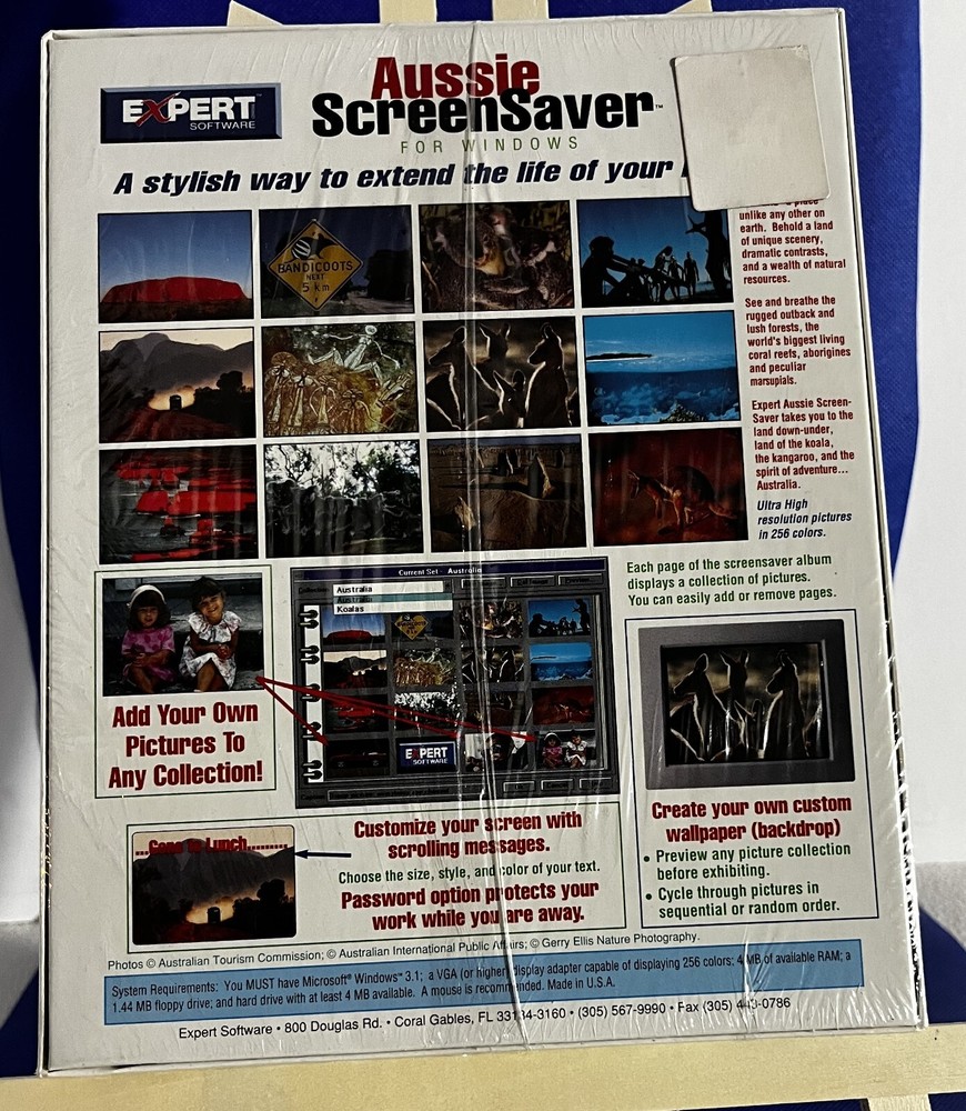 PC SOFTWARE - AUSSIE SCREENSAVER - Big Box Complete Australia Floppy 1994