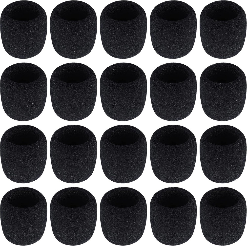 20 Pack Black Microphone Foam Covers Disposable