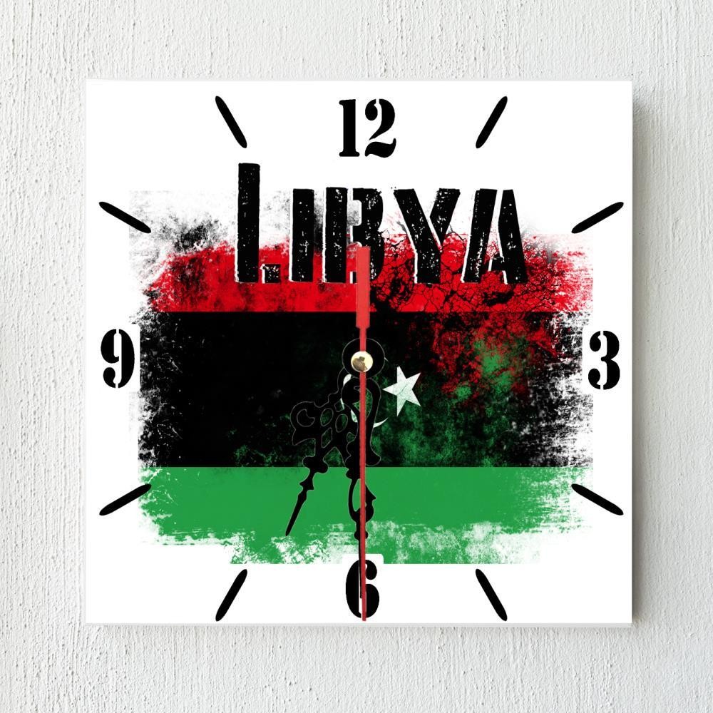 Libya Flag Wall clock patriots CERAMIC Tile Watch Support Décor