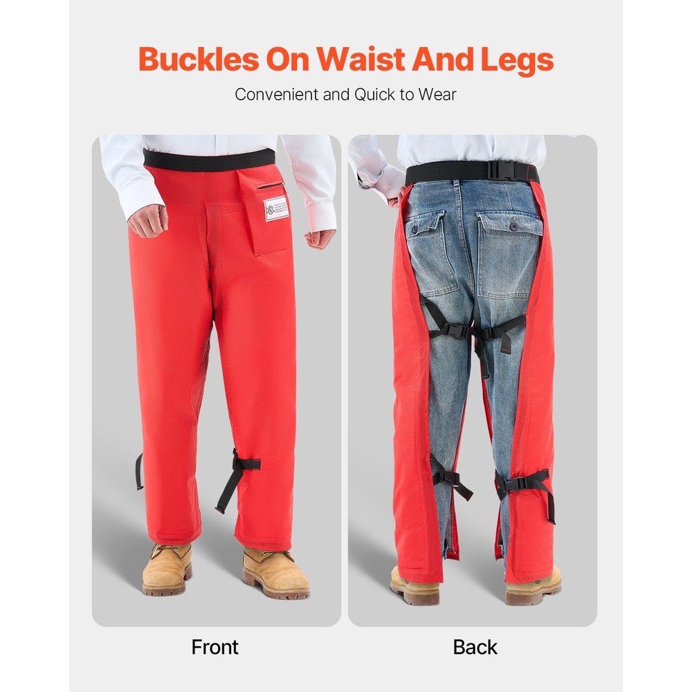 Apron Style Chainsaw Chaps, Class C, 8 Layers Chainsaw Pants with Adjustable Bel