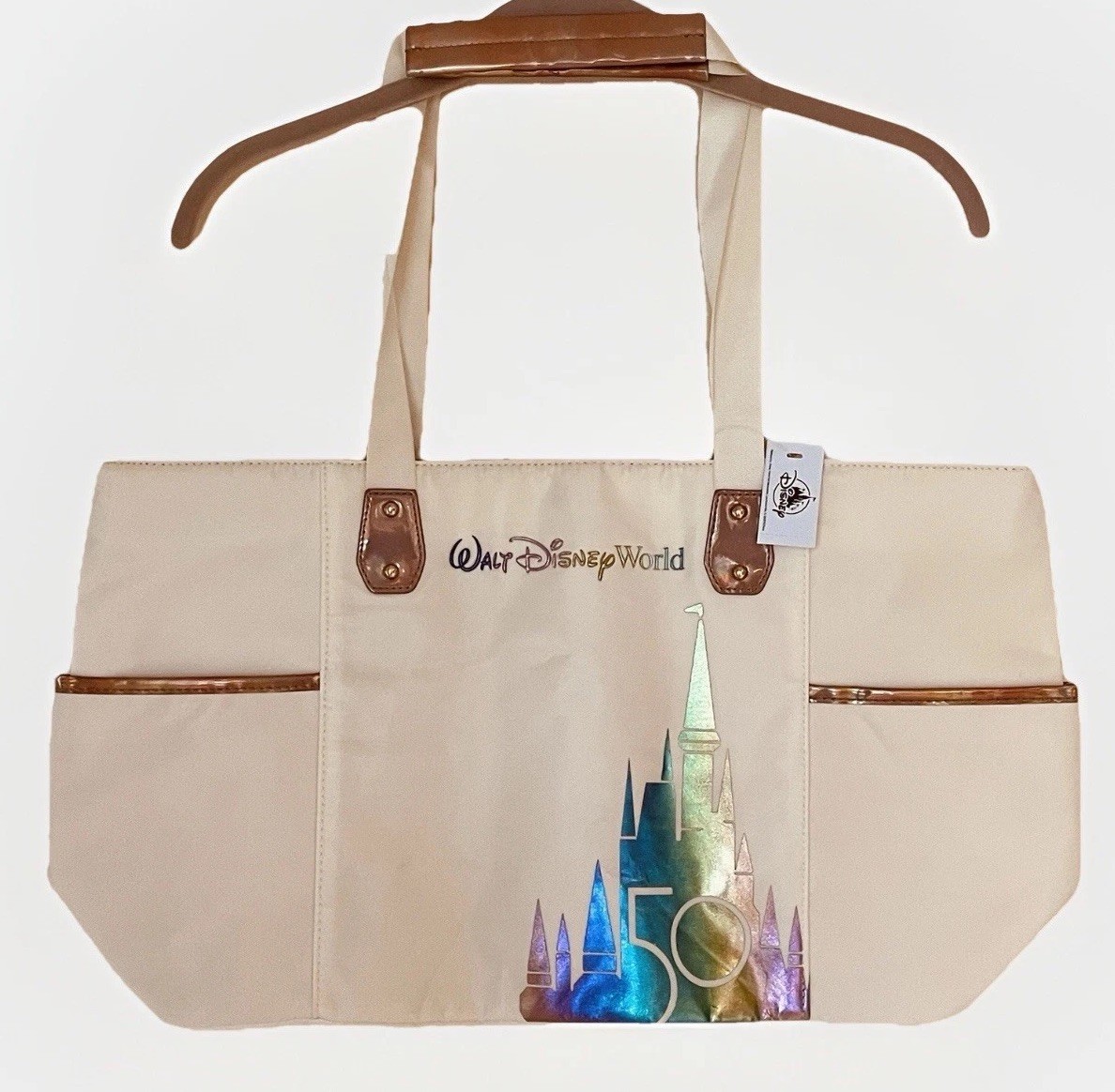 NWT NEW Walt Disney World 50th Anniversary Tote iridescent Cinderella’s Castle