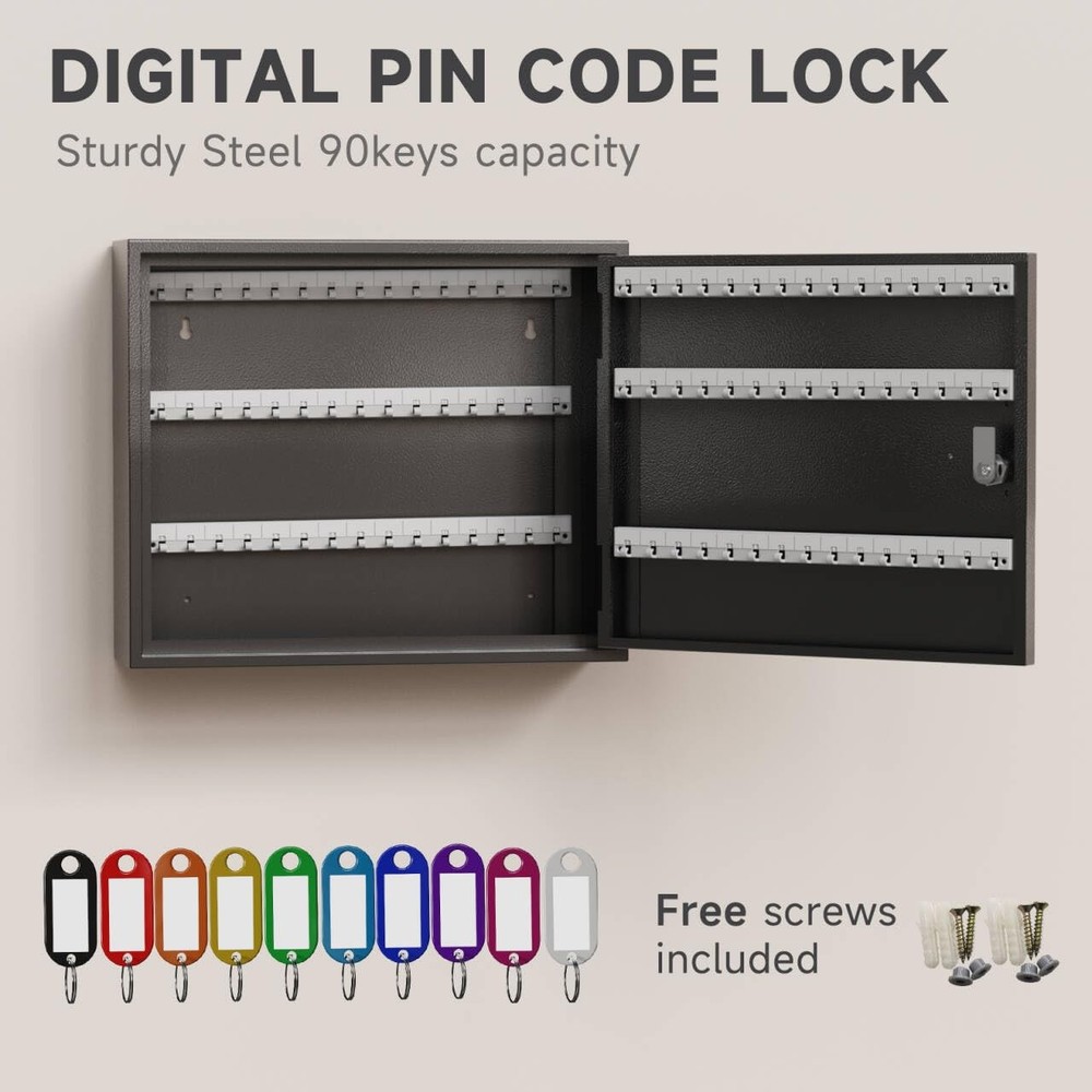 WeHere Key Lock Box for 90 Keys, Wall Mount Cabinet 90 Keys (Basic), Blue