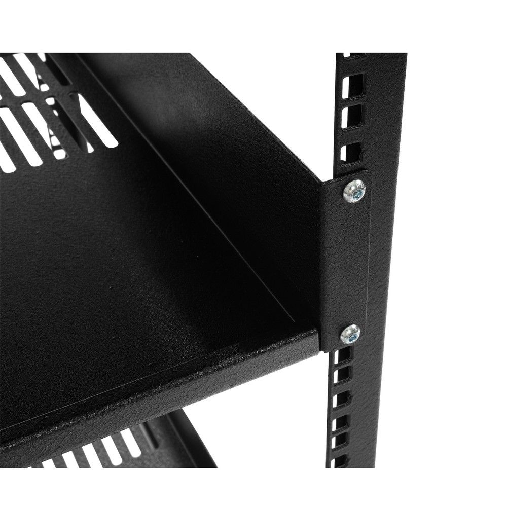 Black 12U Open Frame Network Rack Wall Mounted Server Rack 4 Post with Shelves