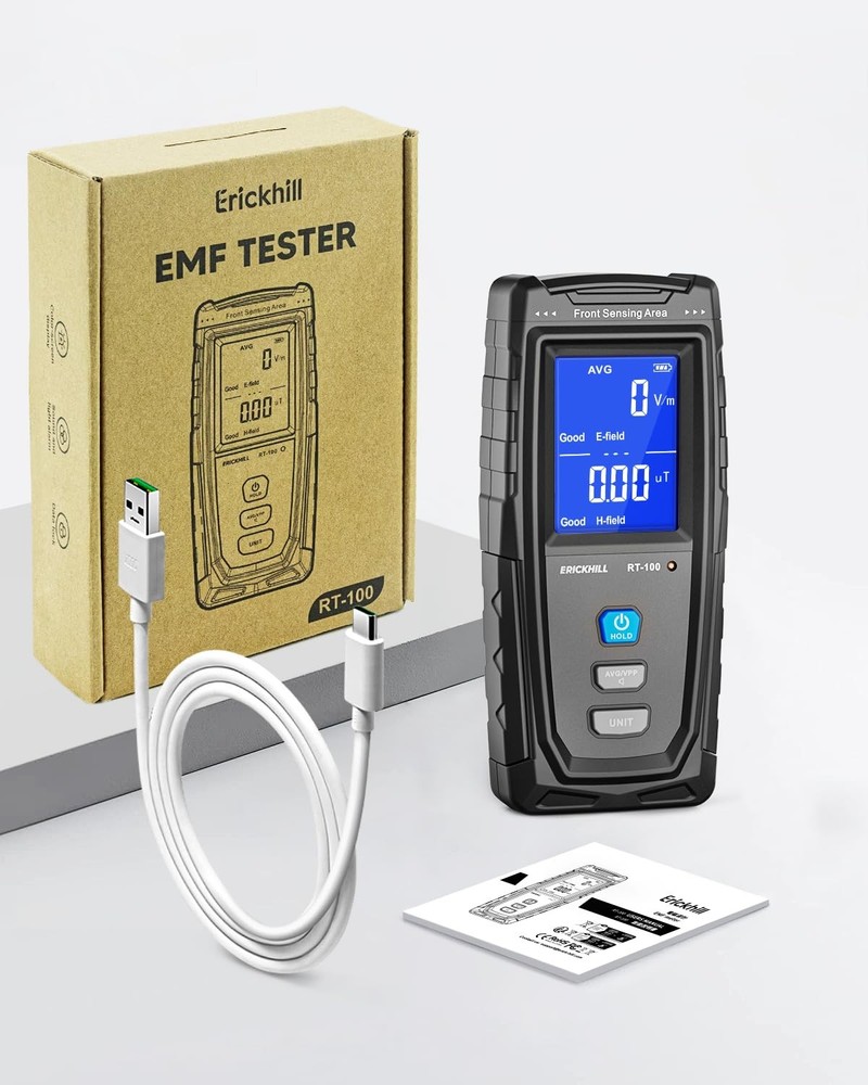 Handheld Digital EMF Meter Detects Electric Magnetic Fields Blue Sound-Light