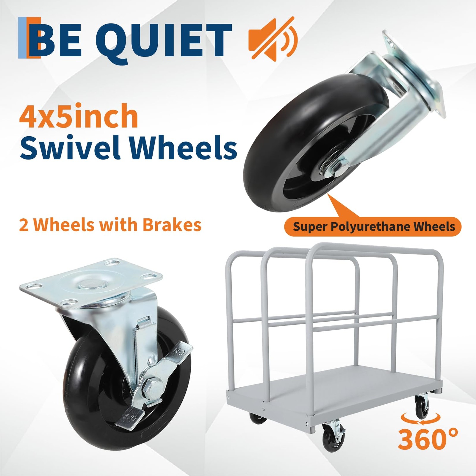 2-in-1 Platform Truck Cart Steel Panel Flatbed Dolly Cart 2200lbs with 4 Casters