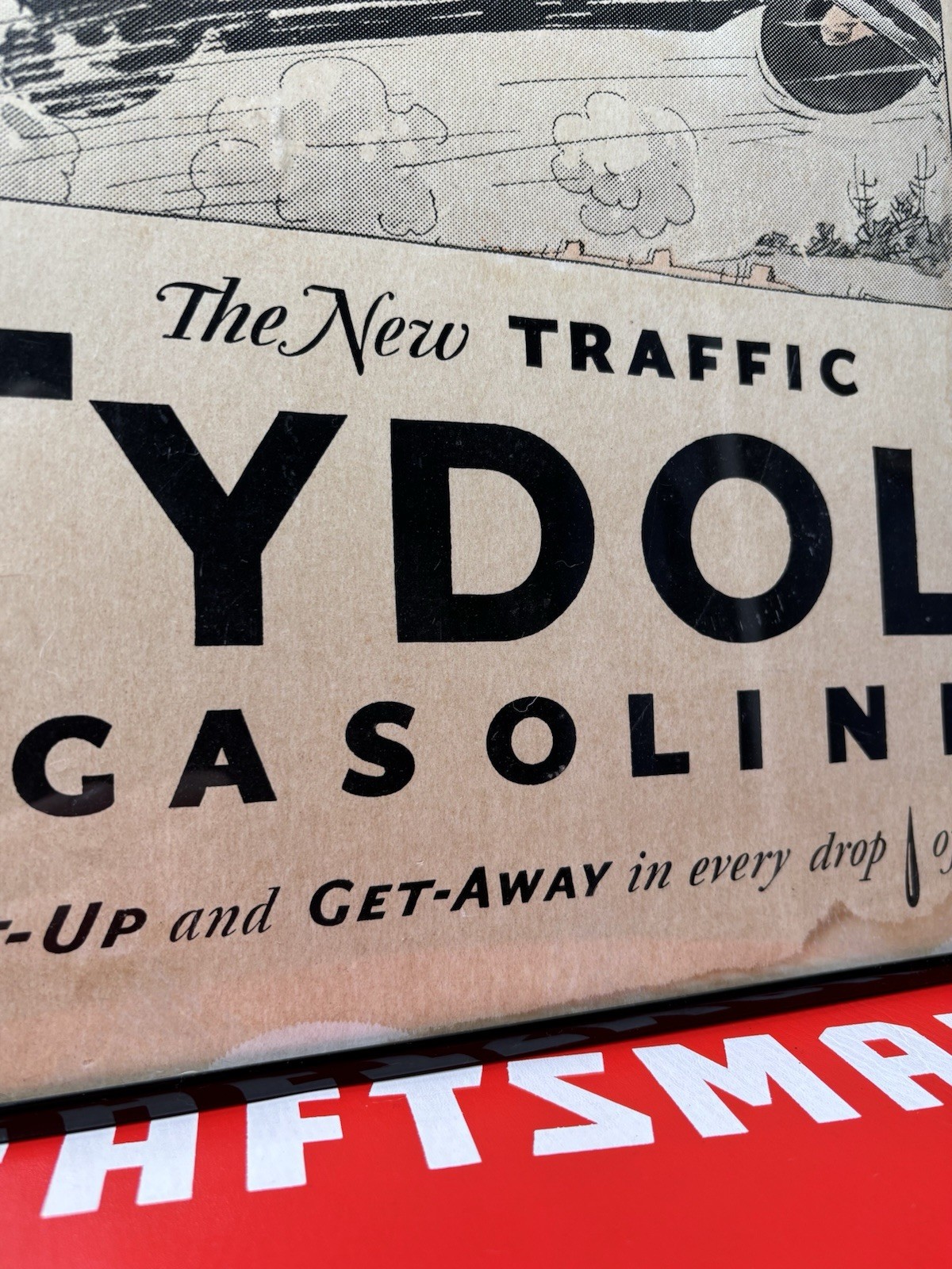 Antique Original Tydol Gasoline Oil Tales Of The Road Cardboard Sign Early Auto