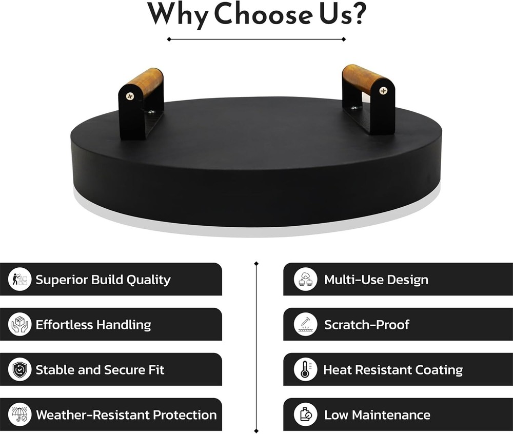 FEBTECH 15.5 inch Round Firepit Lid - Compatible with 15" Smokeless Fire Pits