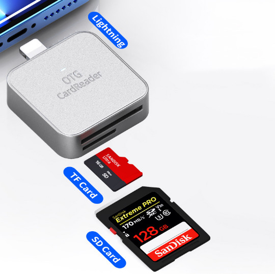 Portable Square-shaped Memory Card Reader TF/SD Card OTG Card Reader For Iphone