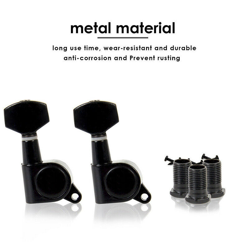 Black Enclosed Guitar String Tuning Peg Tuner Machine Head 6R Right Inline