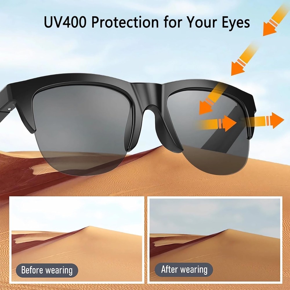Sleek Open Ear Bluetooth Sunglasses with Touch Control - UV Protection
