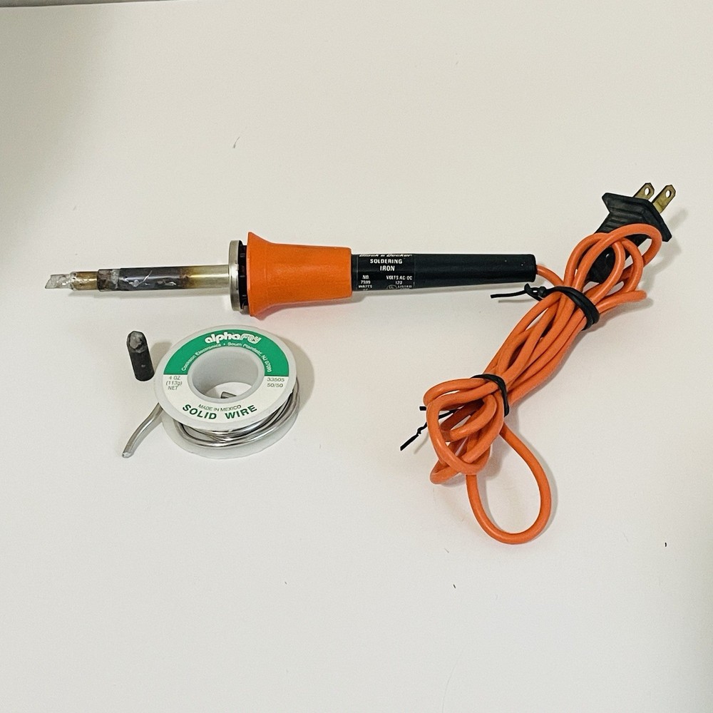 Vintage Black & Decker Soldering Iron No. 7989 W/ Extra Tip & Solid Wire