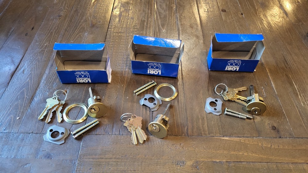Lori Lock Solid Brass Rim Cylinder Lock Set Quantity 3 Keyed Different