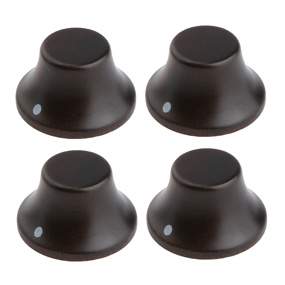 4pcs Rose Wooden Knobs LP ST Bell Knobs Guitar Top Hat Knob w/Indicator Dot
