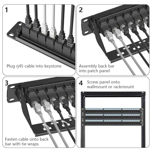 24 Port Cat6 Patch Panel, RJ45 Coupler Feed-Through 10Gbps Ethernet Patch Panel