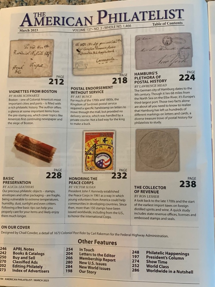 American Philatelist Magazine 2023, March