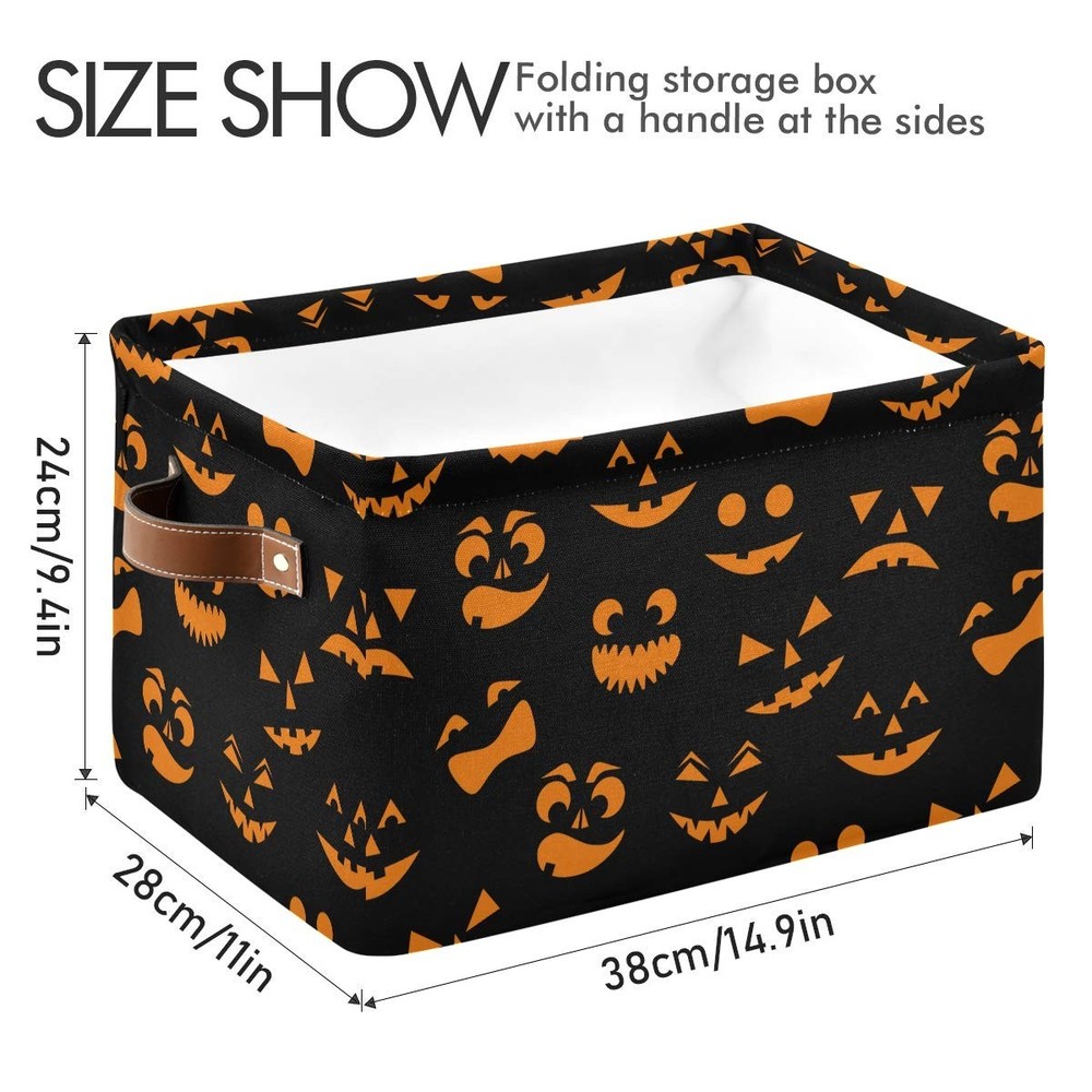 2PCS Storage Basket Halloween Cute Large Foldable Storage Bin Cube Collapsible O
