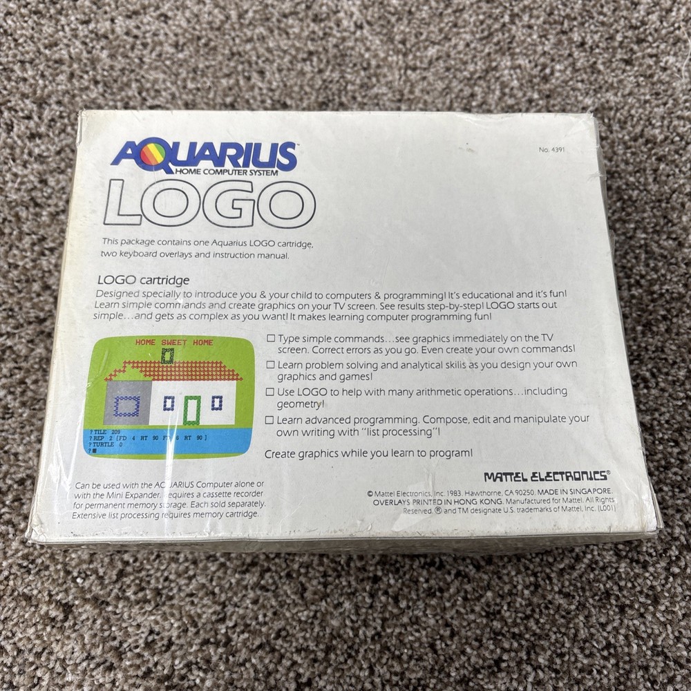 Aquarius Logo Home Computer System Teach Your Kids How To Program Vintage Sealed