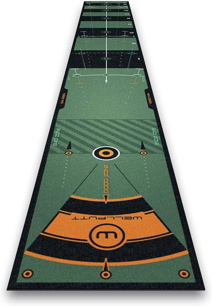WellPutt - Golf Putting Training Mat - 4M/13ft Classic Green