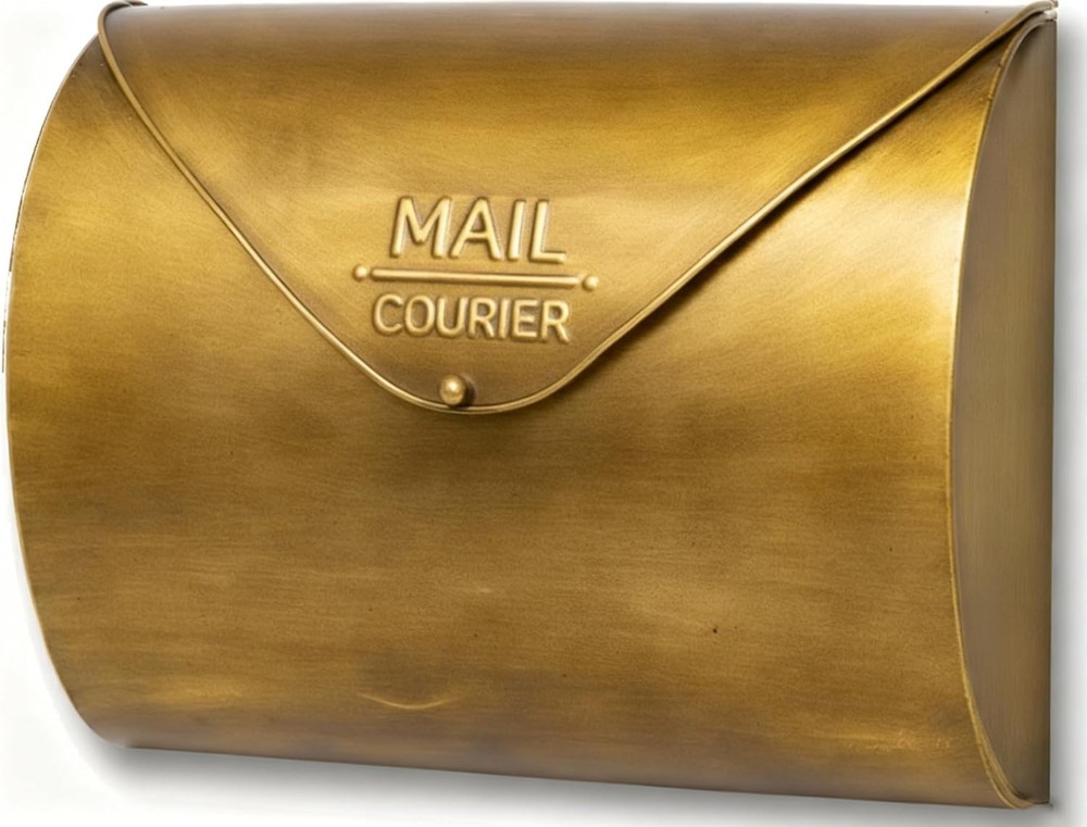 Gold Wall Mount Mailbox for Outside, Waterproof Metal Mailboxes with Rust-Proof