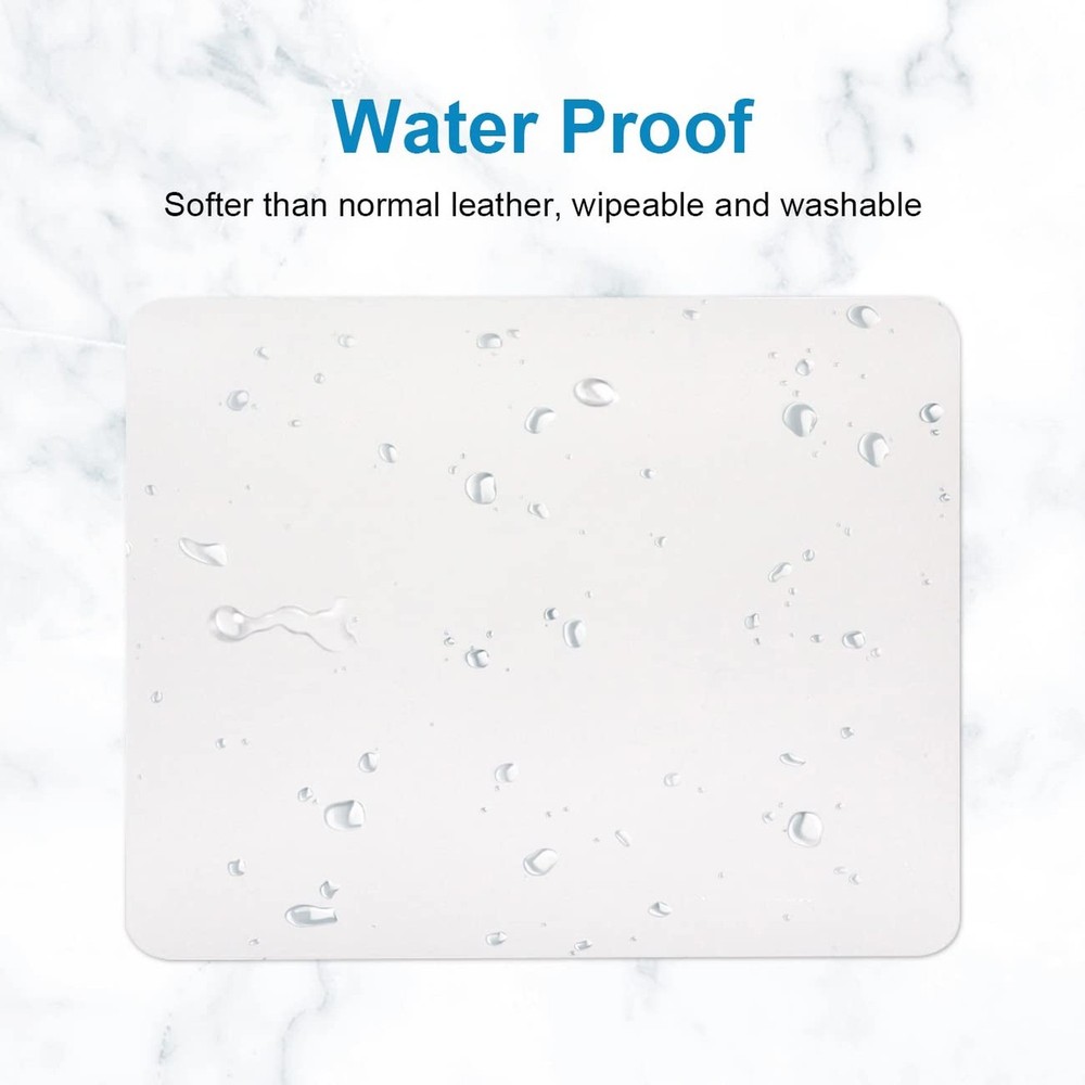 Leather Mouse pad Soft White Mouse Pad with Lychee Pattern Comfortable Surfac...
