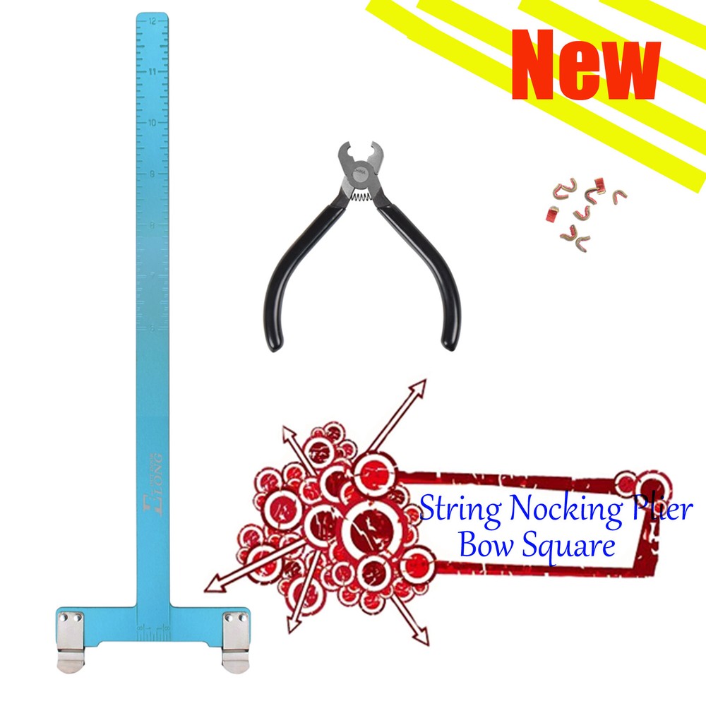 Archery String Nocking Buckle Plier BowString Nock +Bow T Square Measure Tool BL