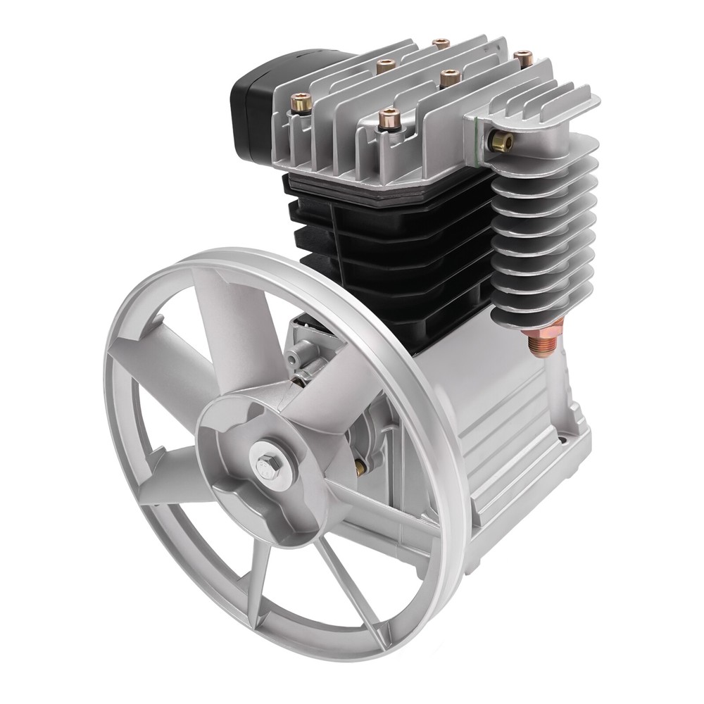 2 Cylinders Piston Air Compressor Pump Head 3HP Air Compressor Pump Head Silver