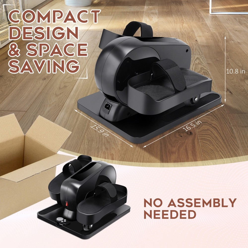 Under Desk Elliptical Machine, Dual Mode Ellipse Leg Exerciser While Sitting~LCD