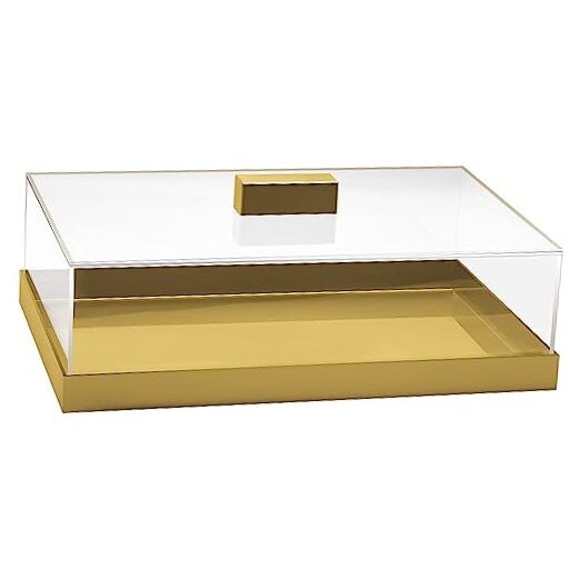 Acrylic Cake Stand | Multifunctional Serving Rectangular / 14.5 x 9 in Gold