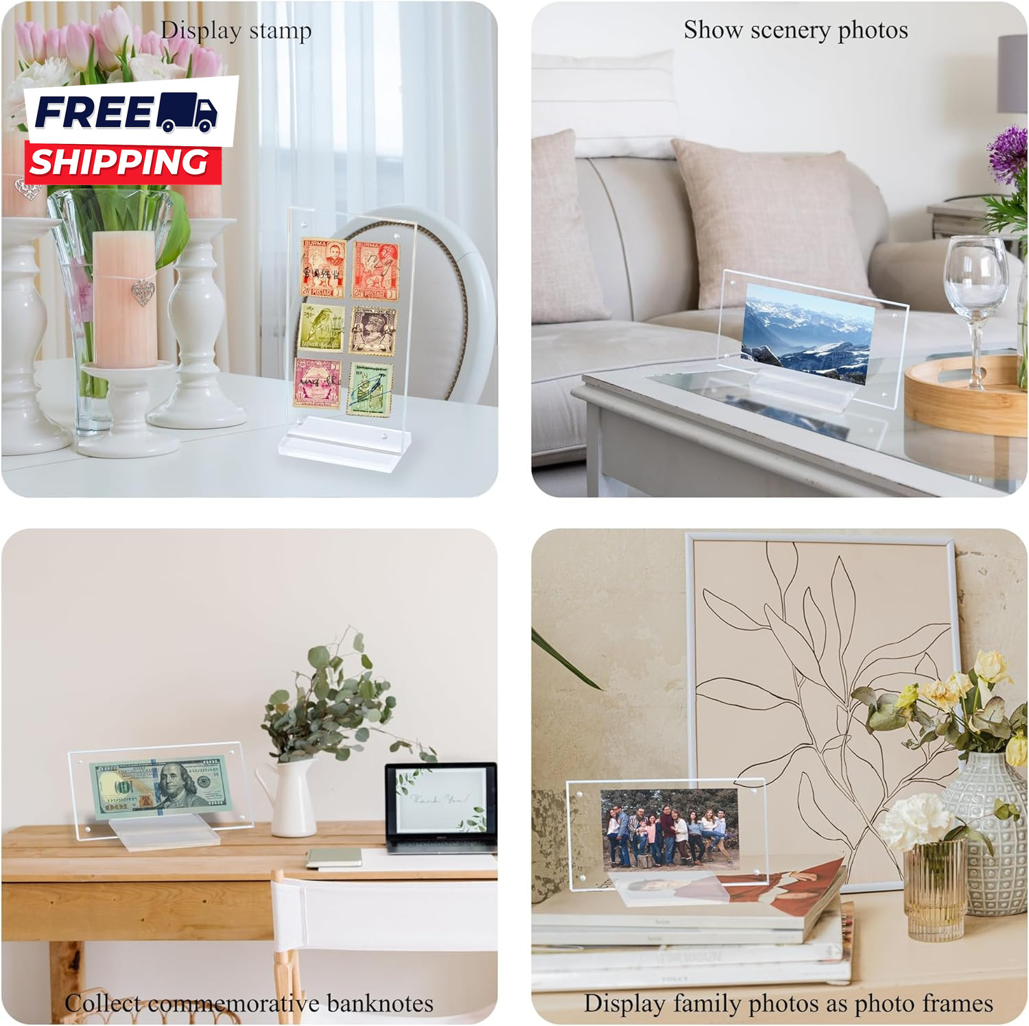 Dollar Bill Frame Display Acrylic Dollar Bill Holder for Collectors Currency