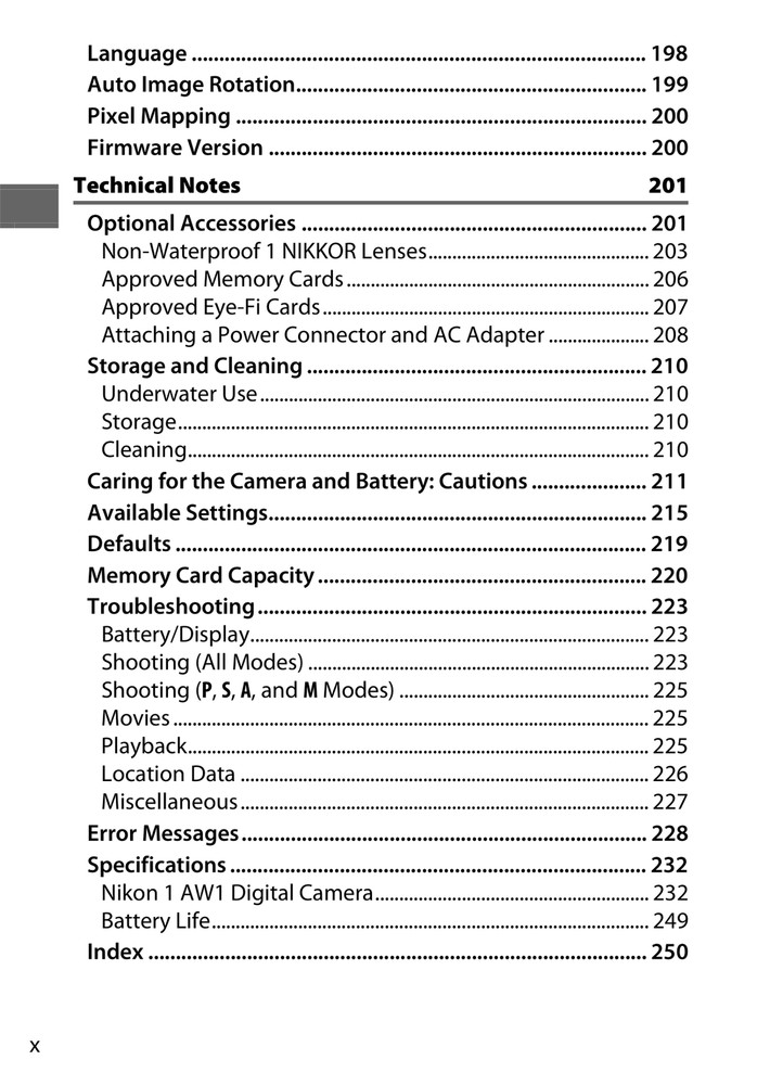 Nikon 1 AW1 — Reference Manual User Guide Instructions — 279 Pages — USA Made