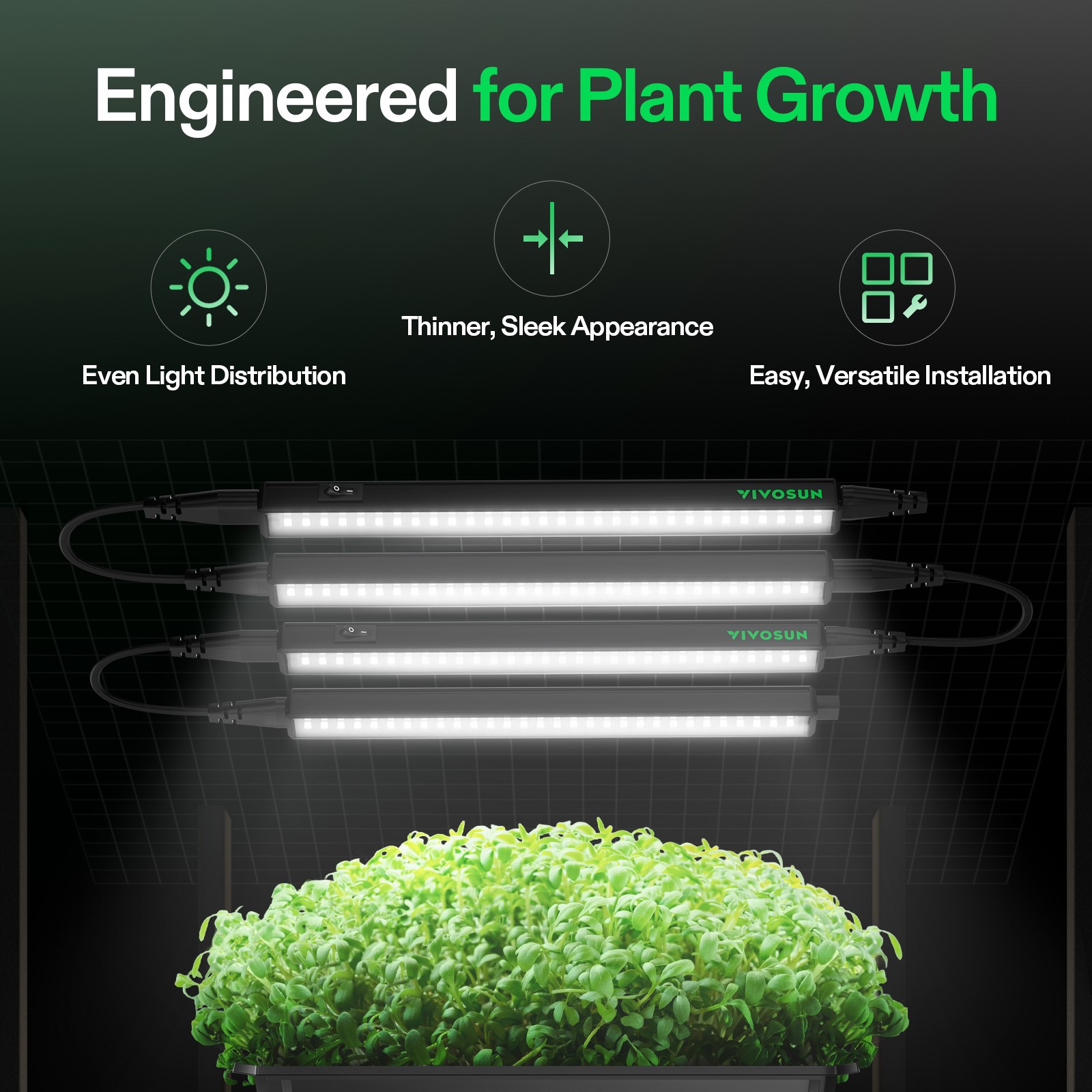 VIVOSUN T5 LED Grow Light Bar 5000K Full Spectrum w/ Dimming Timer Controller