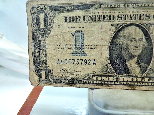 1934 $1 Silver Certificate Funny Back Note Blue Seal Banknote