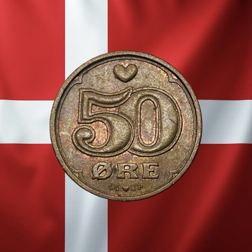 1994 Denmark 50 Ore - Nice Toning - Combined Ship