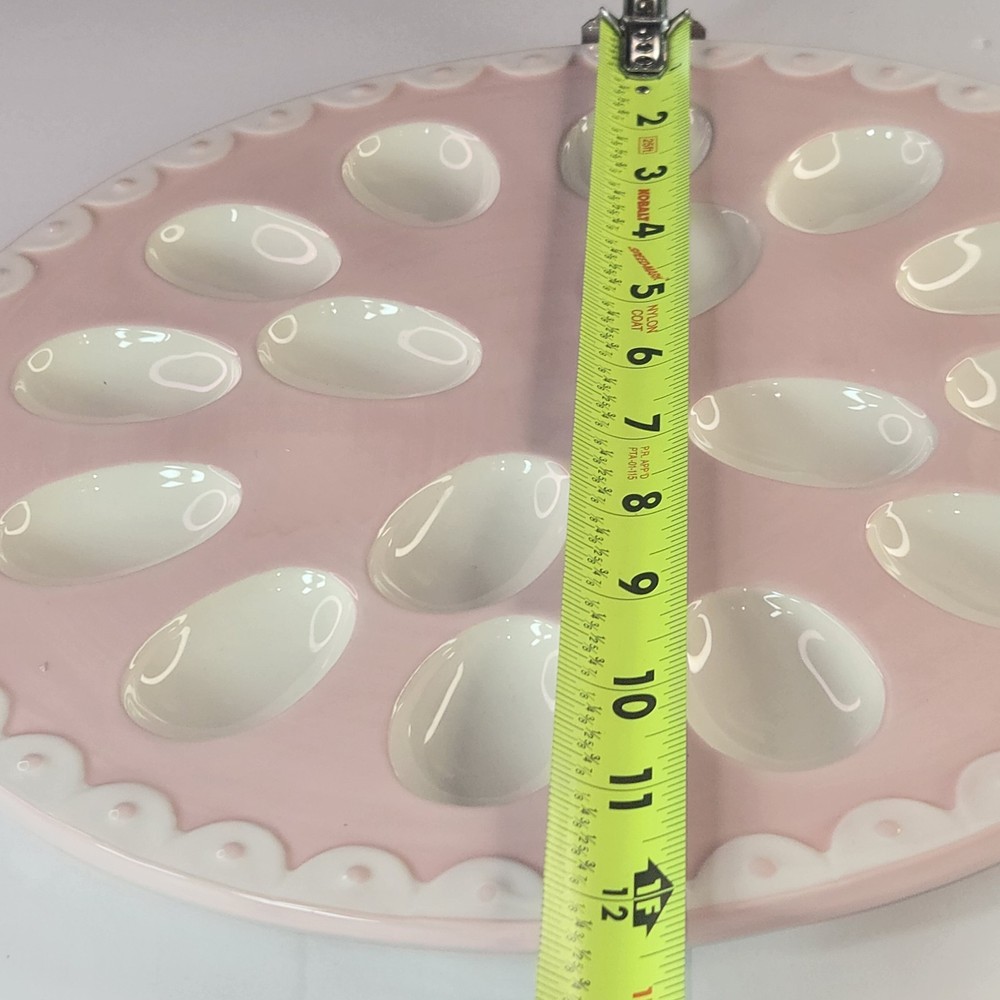 Pink Global Design Deviled Egg Plate Dish Tray Server Easter Spring Dish 16 Eggs