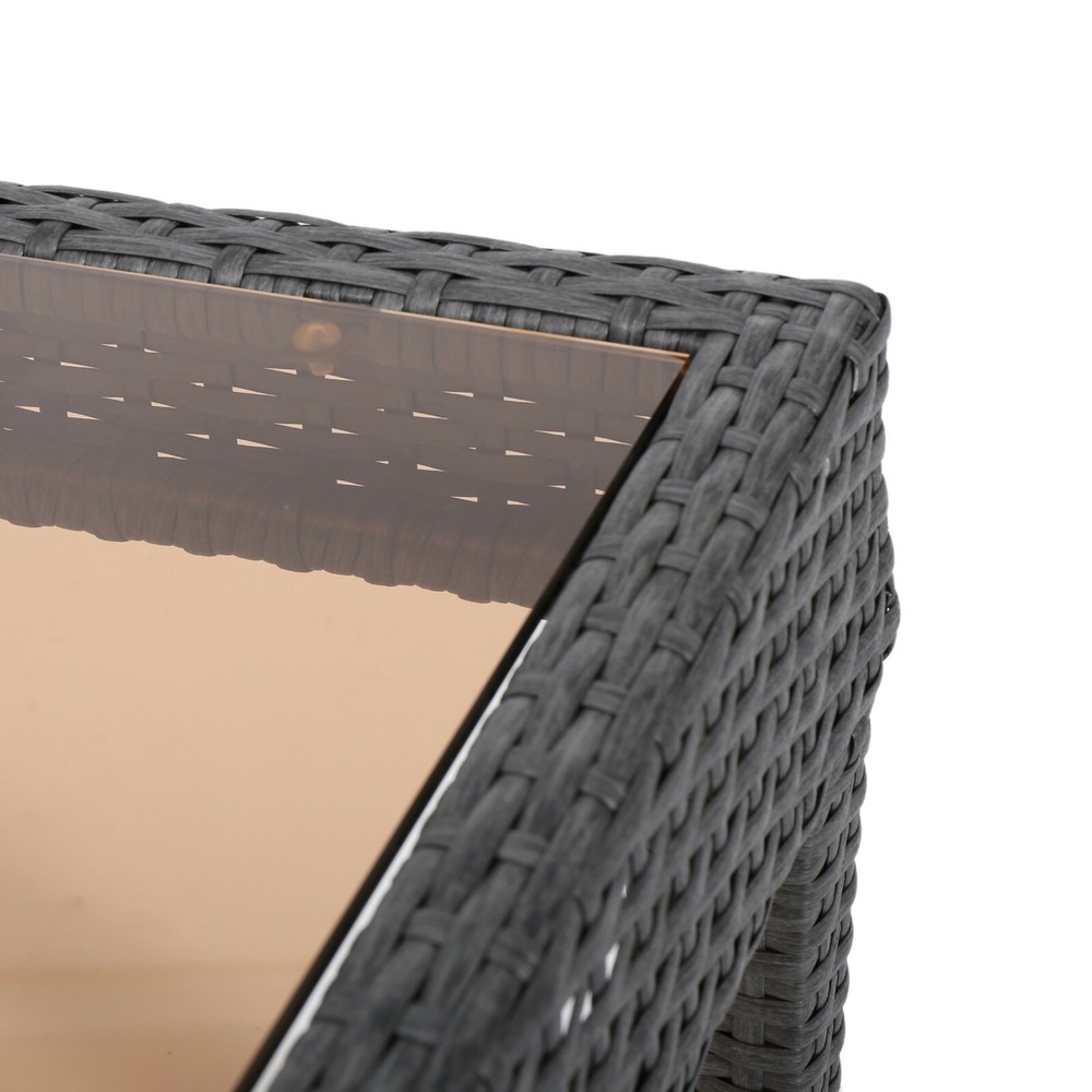 Jermaine Outdoor Grey Wicker Side Table