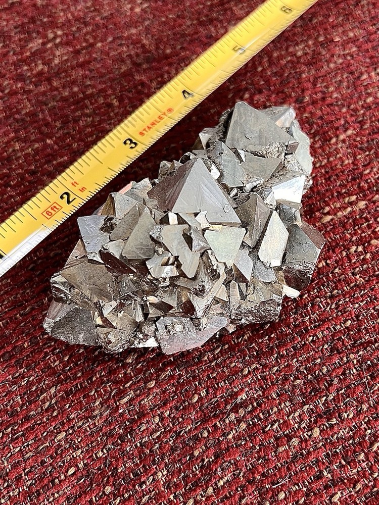 Peruvian Pyrite Crystal Cluster 312g | Octahedral Crystals | Record Keeper Faces
