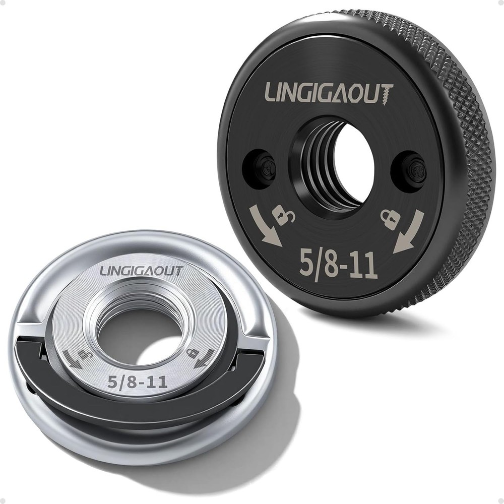 5/8"-11 Angle Grinder Flange Nuts 2-Pack, Tool-Free Quick Release Locking Kit...