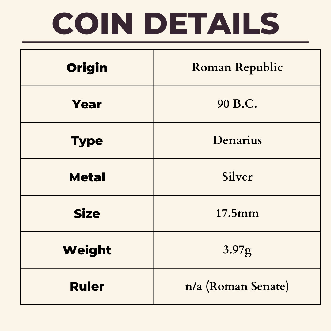 Pegasus Denarius Ancient Roman Republic Silver Coin 90BC Q Titius Mutinus