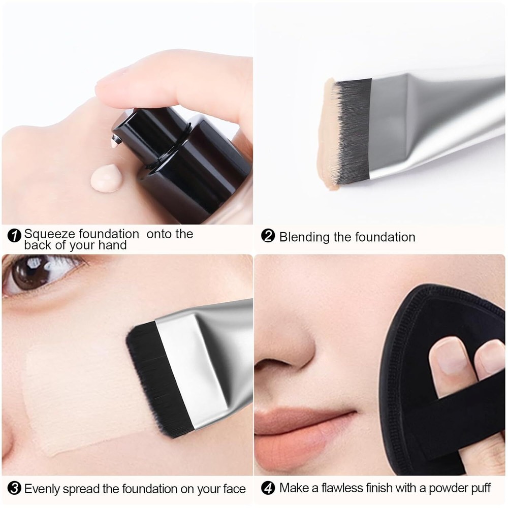 Flat Foundation Brush Set - Ultra Thin Blade for Liquid Makeup Blending