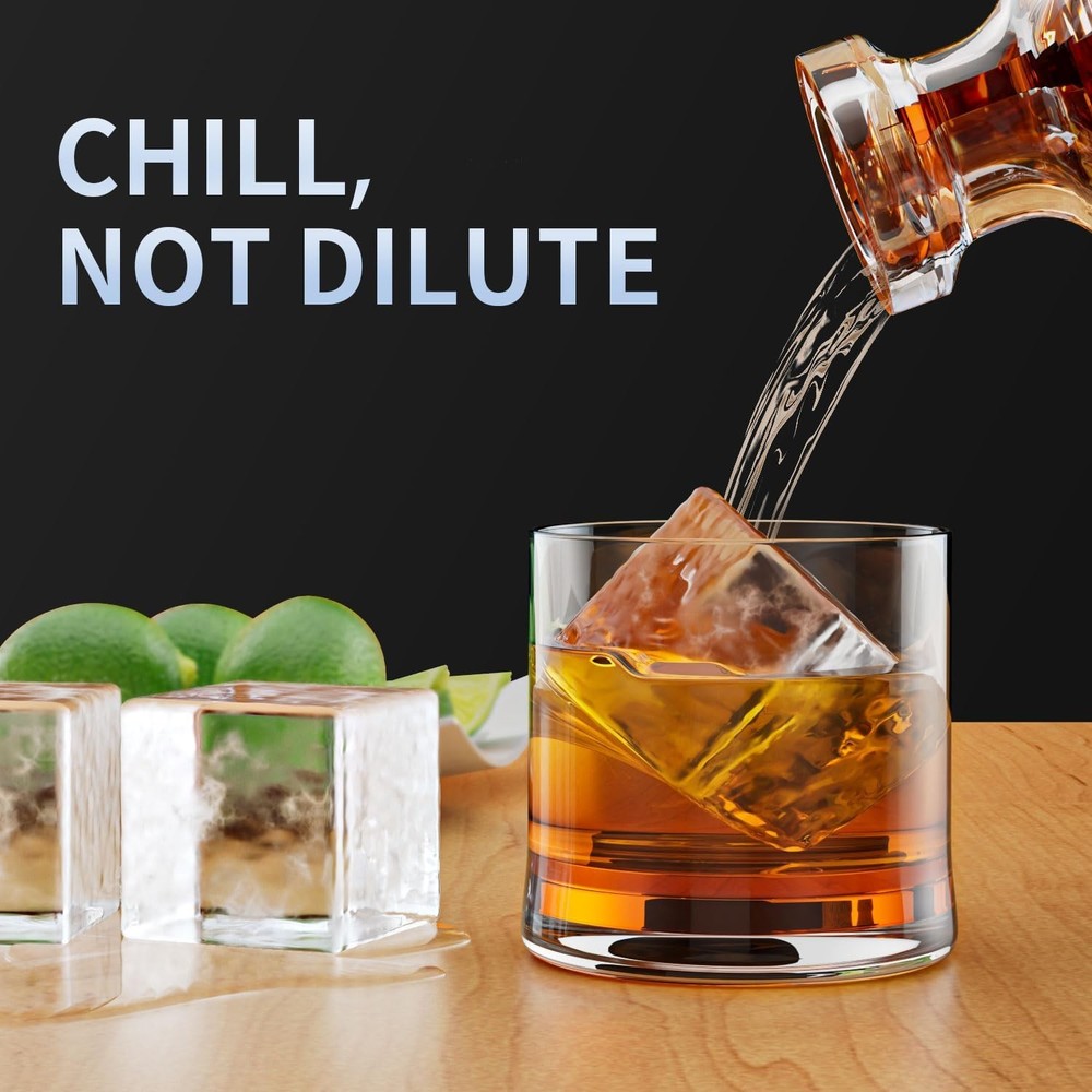 2Pack Large Ice Cube Molds Tray with Lid,Stackable Big Silicone Square Cube Mold