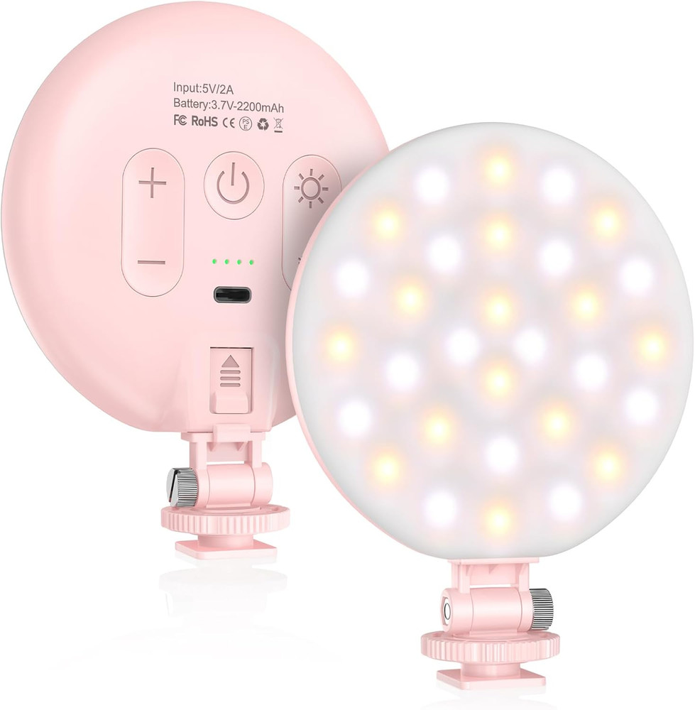 LED Video Light, 2500Mah Rechargeable Camera Light, CRI97+ Dimmable Ring Light w