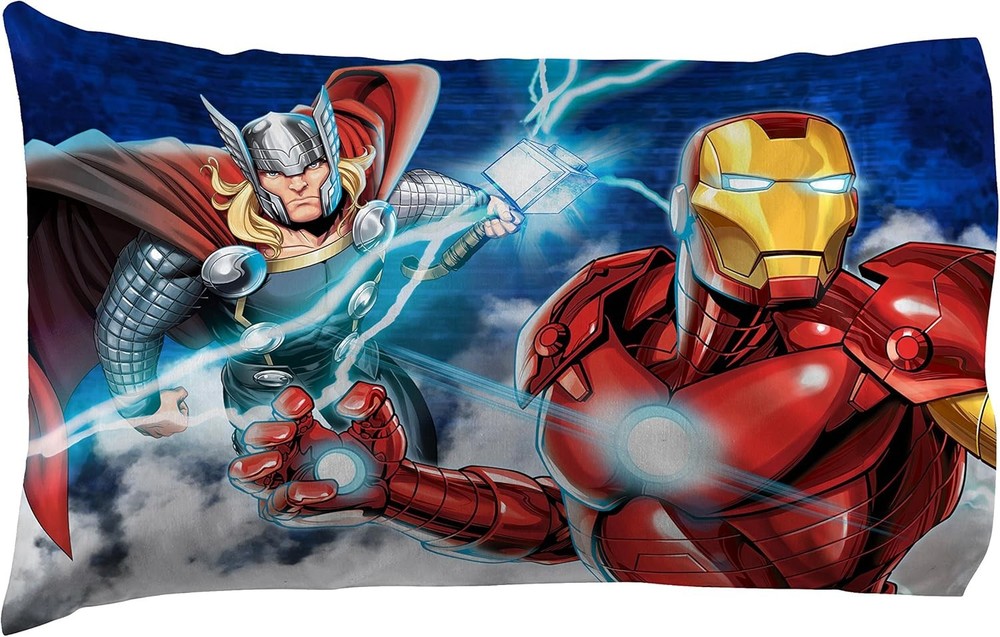 Marvel Avengers Blue Circle 5 Piece Full Bed Set Includes Reversible Comforter &