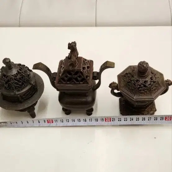 Set of 3 Small Brass Incense Burners
