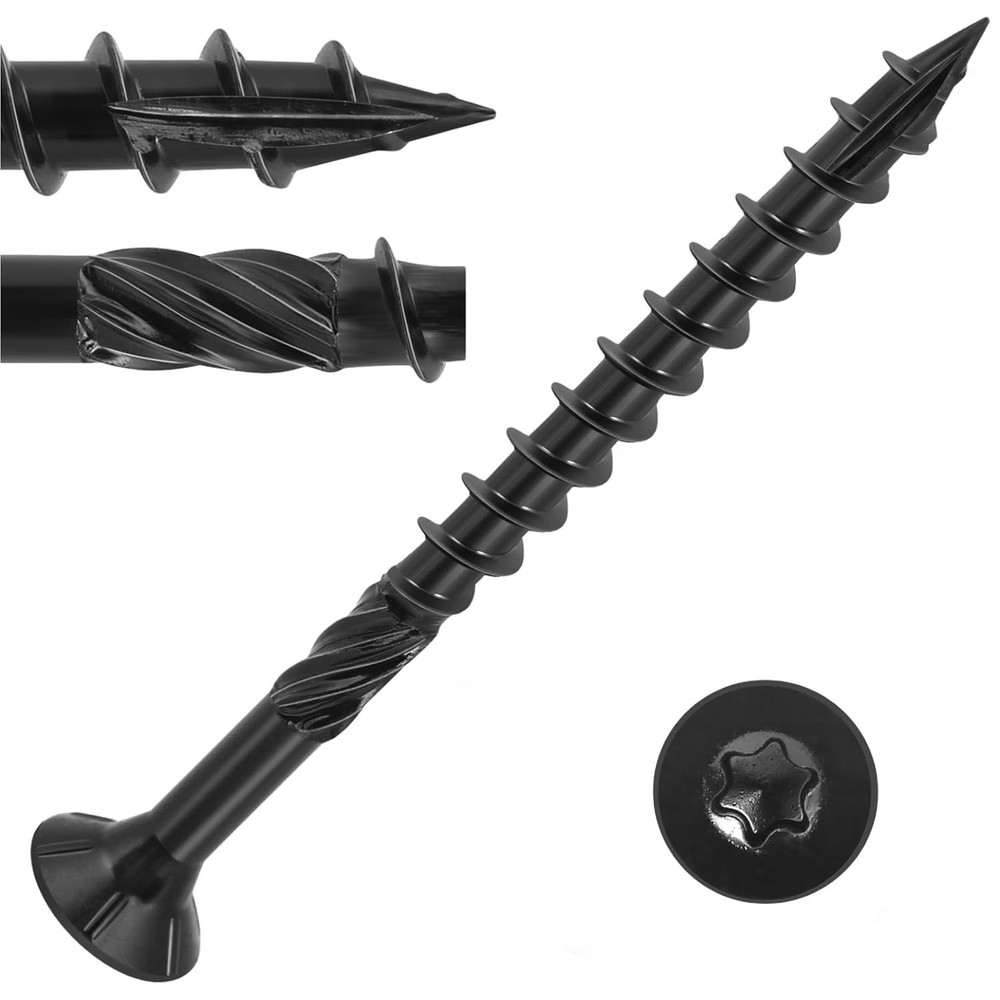 High Strength Black Deck Screws 50 Pcs, 3-1/2” Rust Resistant Quality