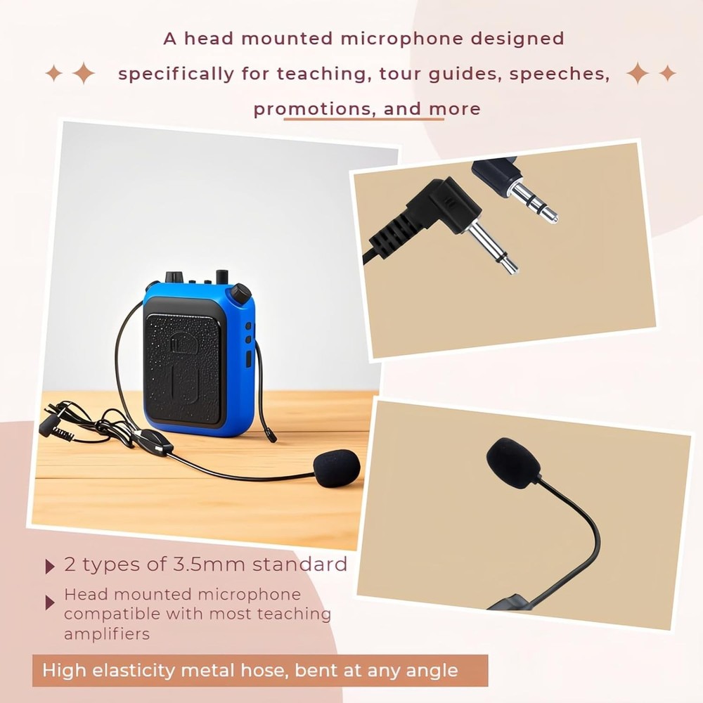 2-Pack Headset Microphone for Voice Amplifier, Teachers, Presenters - Lightwe...