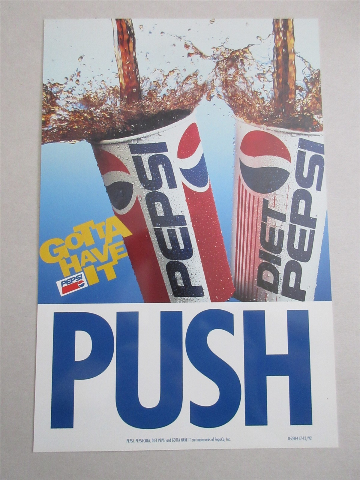 Pepsi-Cola Pepsi 1992 PUSH door sticker Gotta Have It