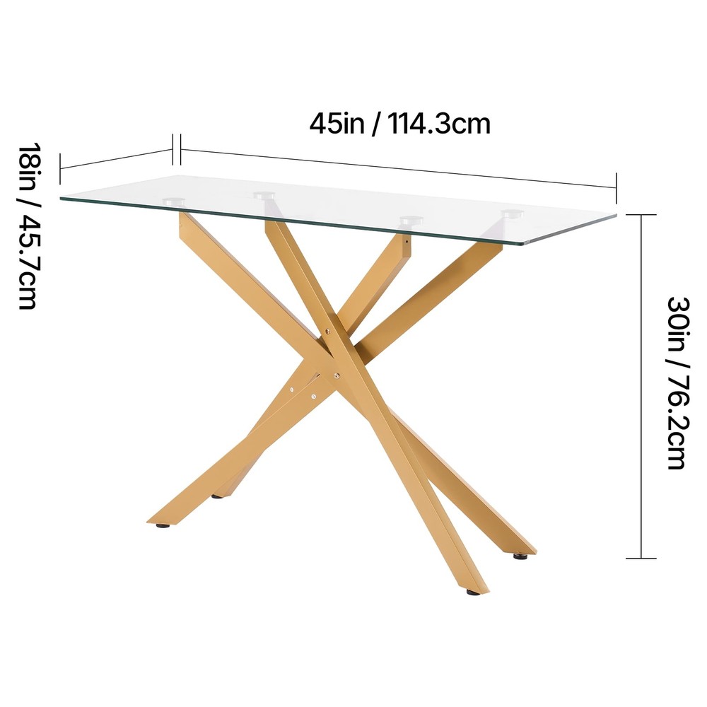 Modern Glass Coffee Table Rectangular Sofa Side Table W/ Tempered Glass Top &
